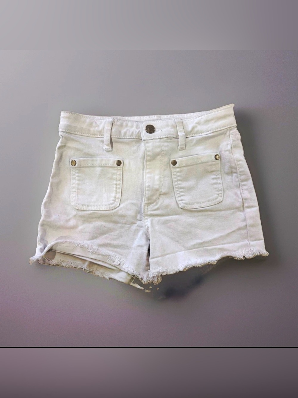 Falls Creek Women's White Denim Cut Off Shorts L (10/12) Pockets
